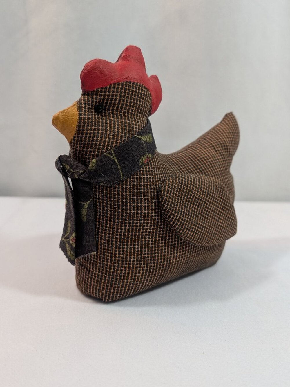 Vintage Handmade Primitive Fabric Chicken Shelf Sitter